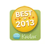 A green square badge features a yellow circle labeled BEST OF 2013, four red stars, and a blue Kudzu logo at the bottom.