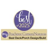 Best of 2025 badge for Peachtree Corners/Norcross, featuring purple, gold, and white text and a circular logo above a gold banner.