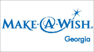 The Make-A-Wish Georgia logo features blue text with a swirling star above the 