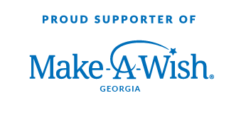 Make-A-Wish Georgia logo in blue text with a shooting star arching over the word "Wish.