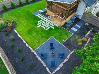 Well-designed backyard with seating area