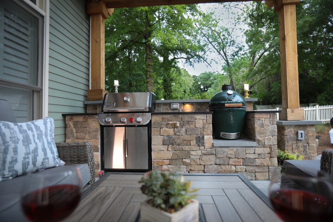 Outdoo Kitchen With Kamado Grill 1 Medium - How to Keep Your Outdoor Kitchen Looking Brand New - outdoor living spaces Atlanta